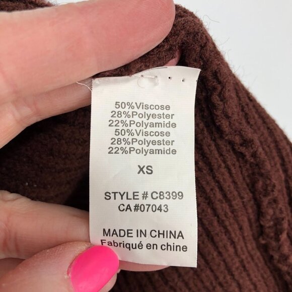 Dreamers by Debut Ribbed Knit Open Cardigan Pockets Brick / Rust Red / Orange XS - Picture 8 of 13